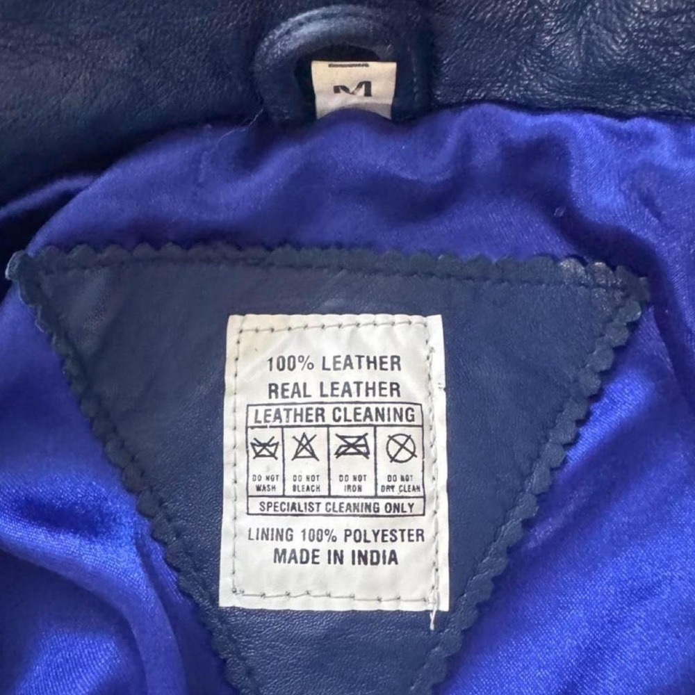 RARE vintage blue heavily beaded leather trench coat with matching leather skirt - Picture 6 of 6